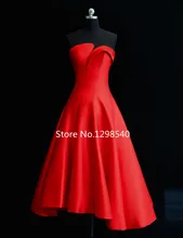Einfache A-line Satin Cocktailkleid Sommer Kleider 2016 Real Photo Liebsten Plissee Cocktail Party Kleid Tee Länge SC01