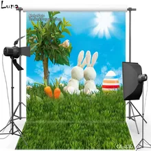 Happy Easter Vinyl Photography Background Backdrop For Newborn Cartoon Rabbit New Fabric Flannel Backdrop For photo studio 230