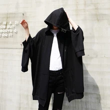 High street Stylish loose Hoodies for men With hood Special design Black color Autumn Spring