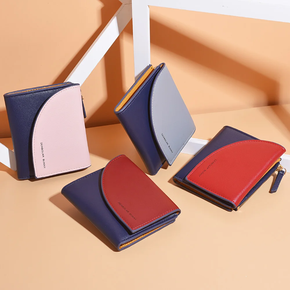 

Tassel Wallet Short Women Wallets Zipper Purse Patchwork Fashion Panelled Wallets Trendy Coin Purse Card Holder PU Leather