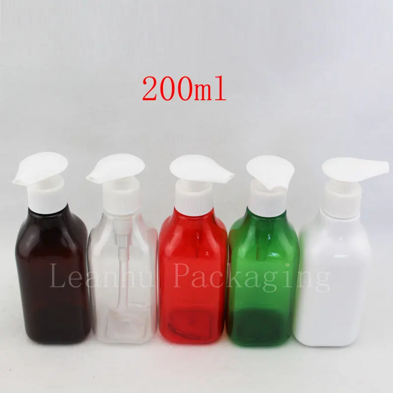 200 ml X 24 empty square shampoo PET bottle with liquid soap dispensing lotion pump bottles