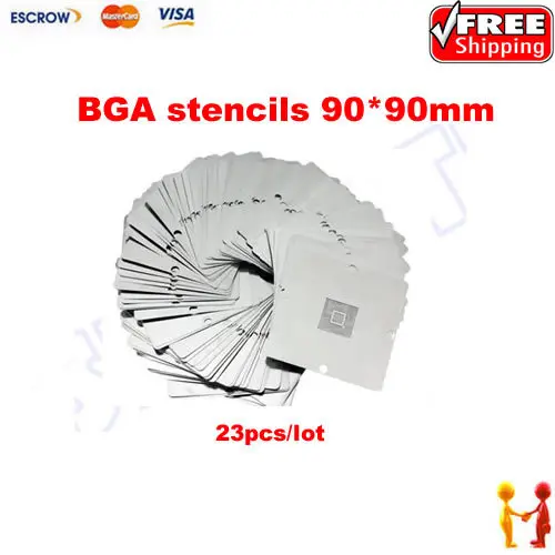 

Free shipping 90 x 90mm BGA Stencil Kit for Game Console for Xbox / PS3 / Wii Chip 23pcs/set for BGA reballing kit