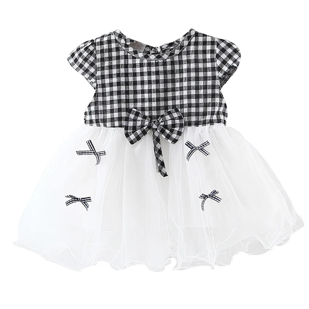 

Huang Neeky W#4 2019 New Fashion Casual Toddler Baby Girl Patchwork Plaid Tulle Party Princess Dress Clothes Free Shipping