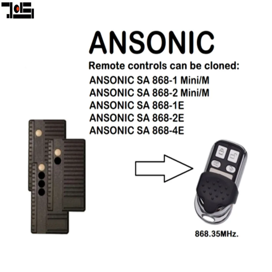 

For Ansonic SA 868-1E,SA 868-2E,SA 868-4E garage door replacement remote 868MHZ