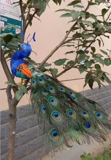 

large 45cm foam&colourful feathers peacock artificial bird handicraft,garden decoration prop gift a2586