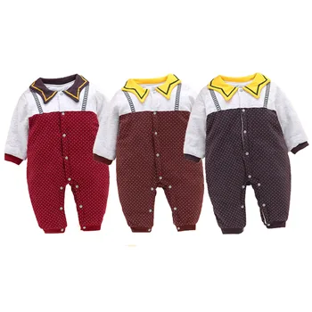

New Padded Thickened Winter Jumpsuit Baby Newborn Coats Boy Warm Cotton Polyester Fiber Girl Clothes Bodysuit 0-3M