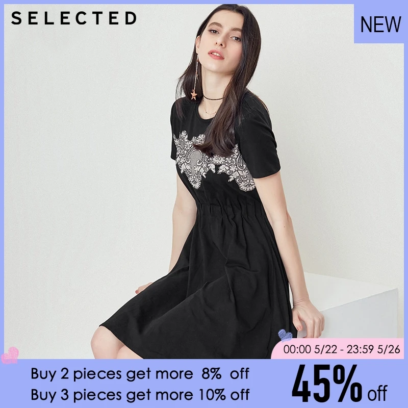 

SELECTED Spring & Summer 2019 Short-sleeved Cinched Waist Dress |418261502
