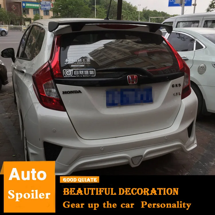 

For Honda Fit Spoiler 2014/15/16/17/2018 Jazz GK5 Hatchback ABS Material Car Rear Wing Primer Color Trunk Rear Spoiler Sport