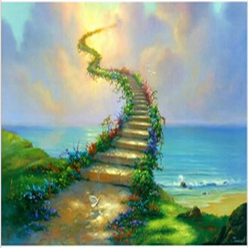 Escalera para el cielo y la pintura en lienzo con imagen de 40*50 cm