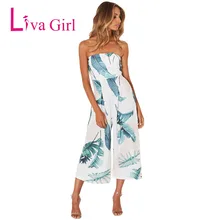 LIVA GIRL Boho Strapless Leaf Print Wide Leg Jumpsuit For Women Plus Size Sleeveless Jumpsuits Casual Summer Holiday Romper XXL LIVA GIRL Boho Strapless Leaf Print Wide Leg Jumpsuit For Women Plus Size Sleeveless Jumpsuits Casual Summer Holiday Romper XXL