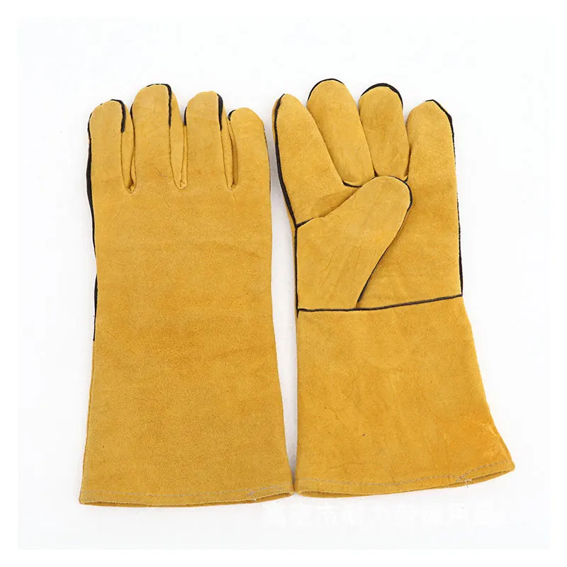 1 пара защитных перчаток для работы, перчатки для сварки из воловьей кожи, огненные высокотемпературные кухонные износостойкие микроволновые печи