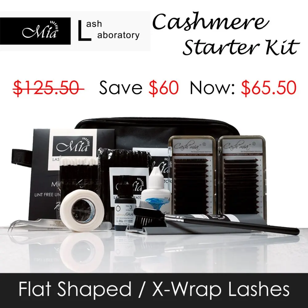 

[KIT] Mia Lash Cashmere Lashes Artist Kit with Cashmere Flat X-Wrap Eyelash Extensions Semi Permanent