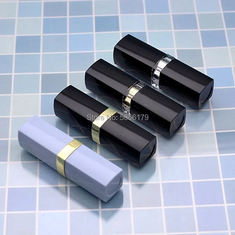 

30/50/100pcs 12.1mm Black/Blue Empty Cosmetic Lipstick Bottle, Plastic Makeup Lip Balm Tube, Lipgloss Refillable Container