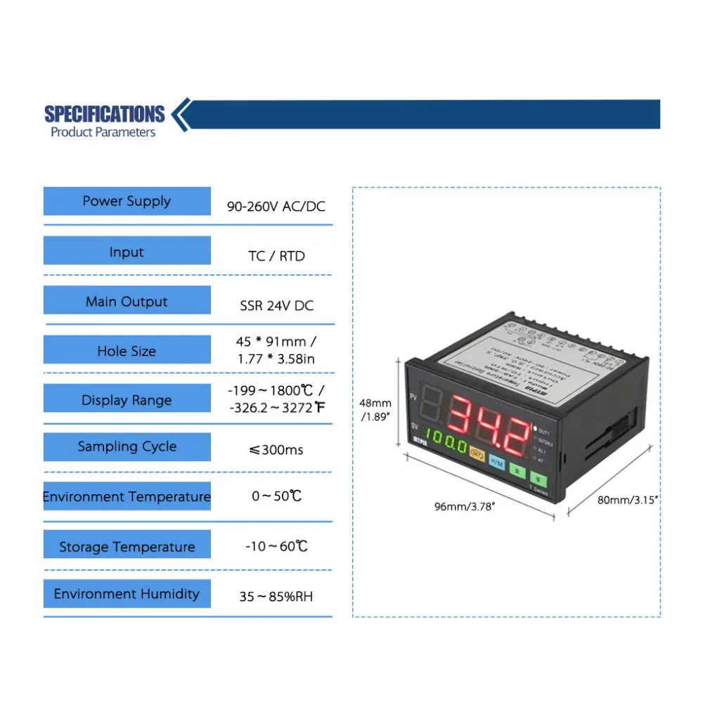 PT100+25A SSR Heat Sink Dual F/C 96WX48HX80L Temperature Controller TA8-SNR 