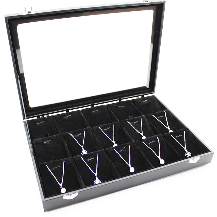 New Fashion 15 place Velvet Necklace Pendant Jewelry Organizer Box Gift Box for Jewelry Packaging Display Large Exquisite Makeup