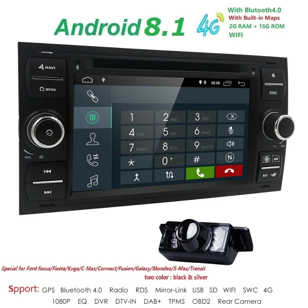 2 din Android 7,1 Автомобильный Gps Радио dvd-плеер автомобиля мультимедиа для Ford Focus 2 3 Mondeo S C max Fiesta Авторадио SWC CAM WI-FI