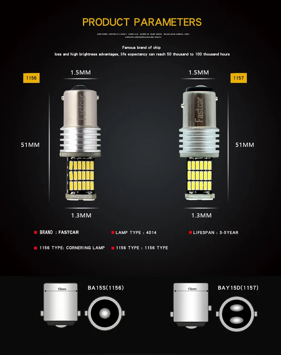 2x 1156 BA15S 1157 LED Car BAY15D Bulb P21 5W Canbus Error Free Tail Signal Brake Stop Reverse DRL Lights 45 SMD White 12V-24V (4)