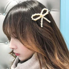 1 шт. заколка для волос, заколка для волос, аксессуары, модная Корейская женская заколка для волос с жемчугом, с бантом