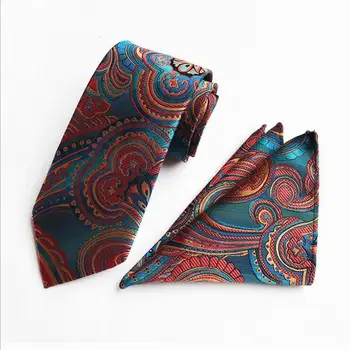 

SKng Fashion Men's 100% Silk Tie Set Jacquard Woven Necktie Pocket Square For Men Wedding Party Pocket Square Neck Tie Hanky