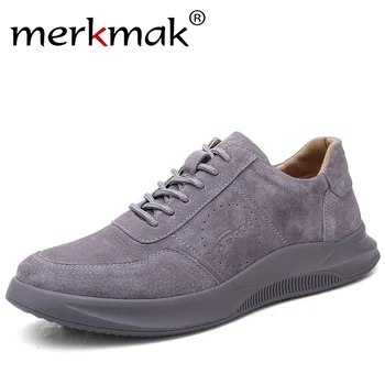 

Merkmak 2019 New Trend Men's Casual Shoes Pigskin Comfortable Rubber Non-slip Wear Sole Safety Men Leather Sneakers Shoes
