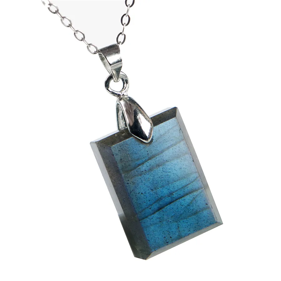 

Genuine Natural Labradorite Blue Light Gems Stone Charm Women Lady Pendant 20*15*6mm