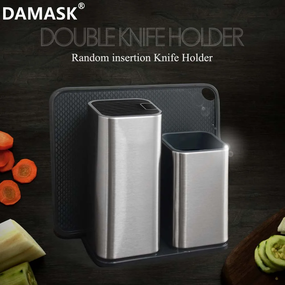 

SALE Kitchen Knife Stand 6$8 inch Stainless Steel Kitchen Knife Ceramic Knives Holder Stand Block Utility Chef Tool Big Capacity