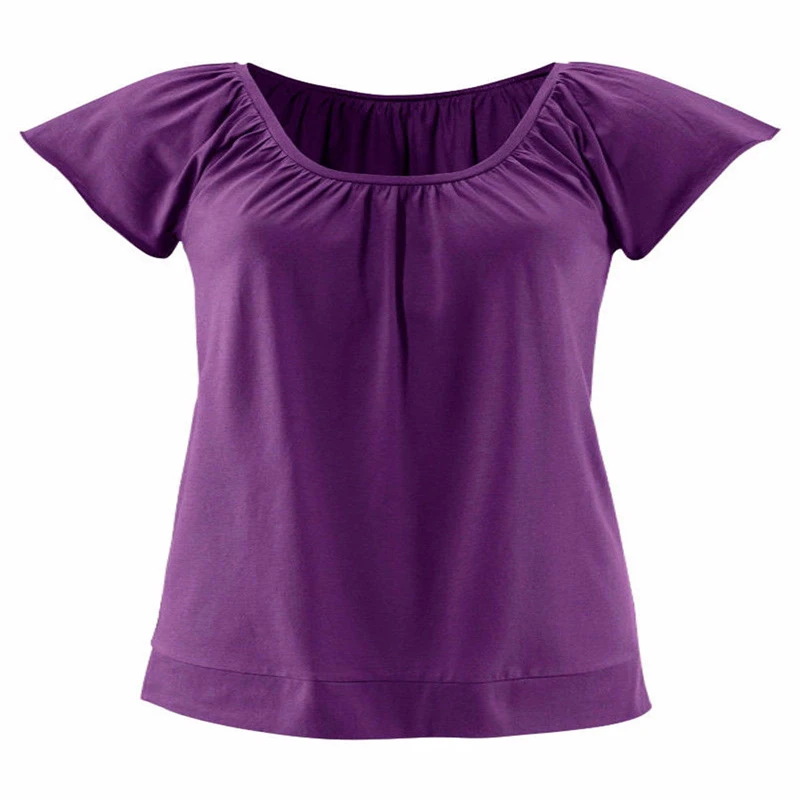 Fashion Women 2019 Loose Plain Tees Solid Summer Short Sleeve Tops Round Neck Basic Cheap Simple Style T-Shirt | Женская одежда