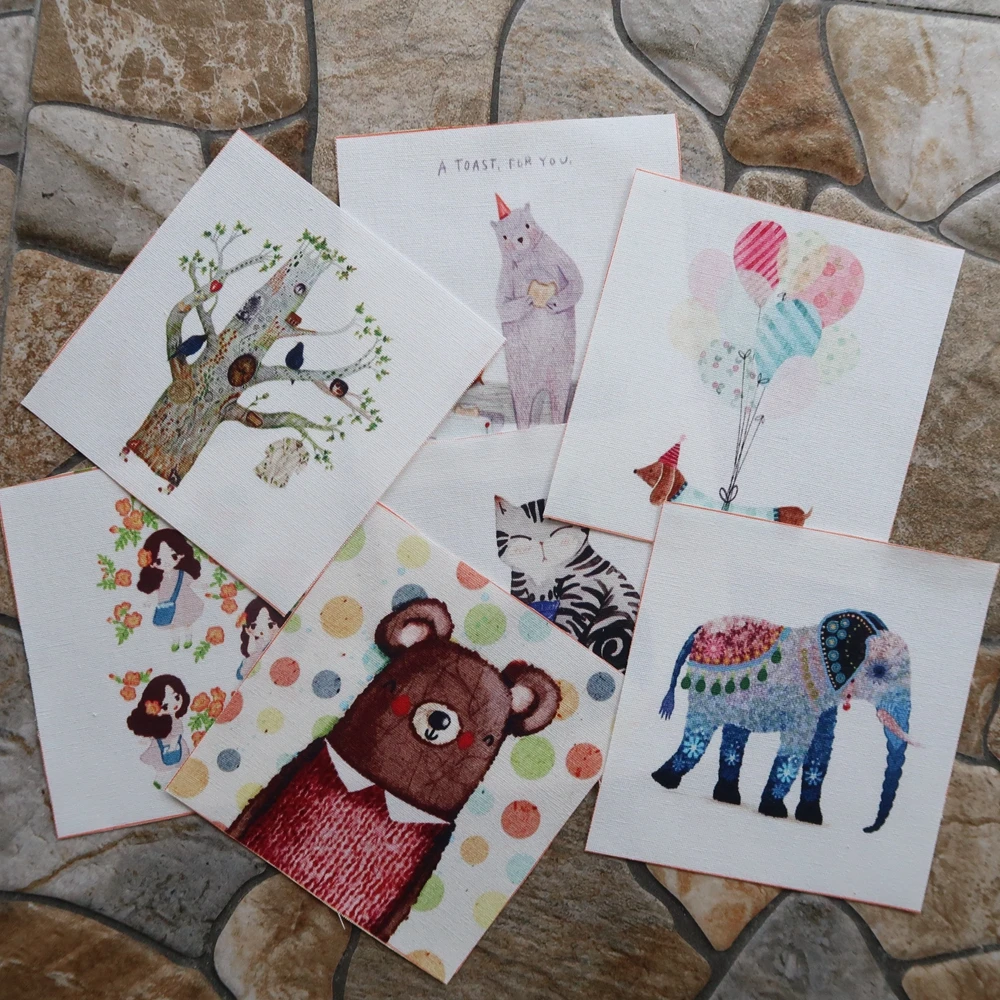 

12pcs/lot dog koala fabric Hand-Dyed Printed Fabric Diy Handmade Cloth Sewing Craft Patchwork Scrapbooking Fabric tree elephant