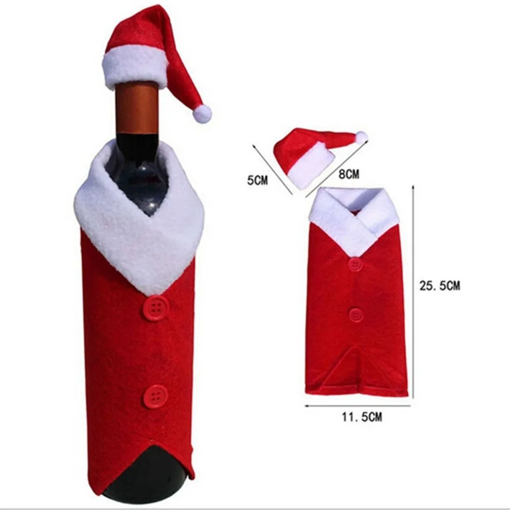1 Набор рождественской бутылки вина набор Санта Клаус кнопка декоративная бутылка крышка колпачок одежда кухня Новогоднее украшение