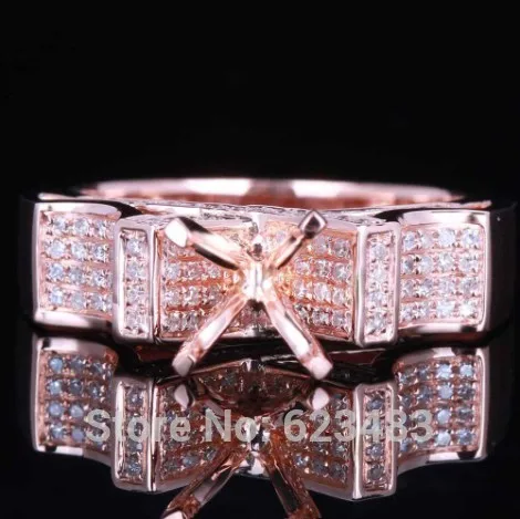 

SOLID 14kt ROSE GOLD NATURAL . SEMI MOUNT ENGAGEMENT MASSIVE RING ROUND 6MM
