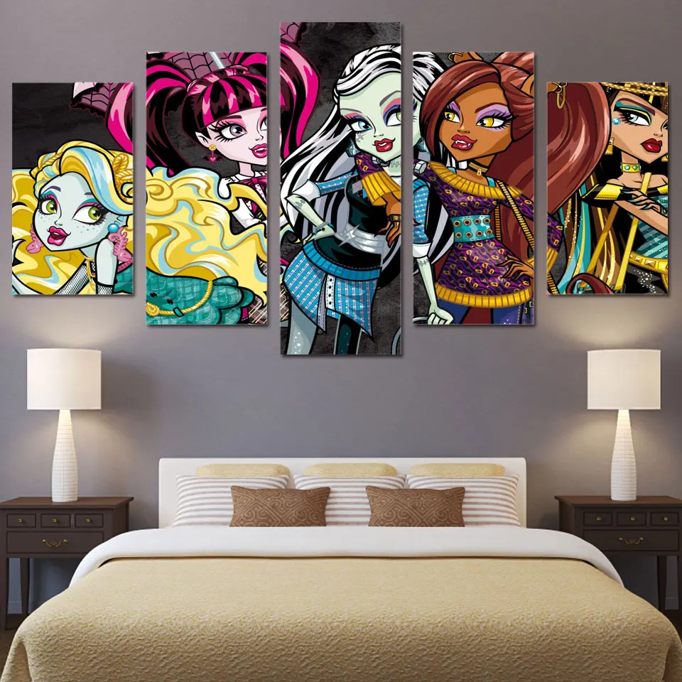 Hd Printed Monster High Cartoon Painting Children S Room Decor