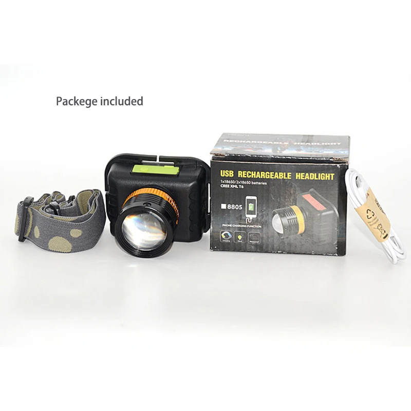 AIMIHUO LED Headlight Powerful USB Rechargeable Head Flashlight Fishing Head Lamp Built-in 18650 Battery Zoomable LED Headlamp  (19)
