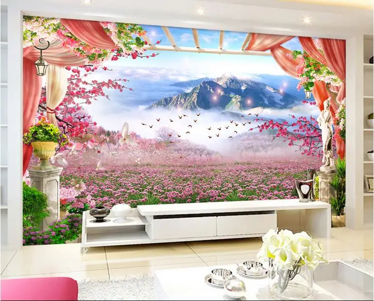 

customize wallpaper for walls 3 d stereoscopic wallpaper Lavender flower rack wall mural wallpaper papel de parede