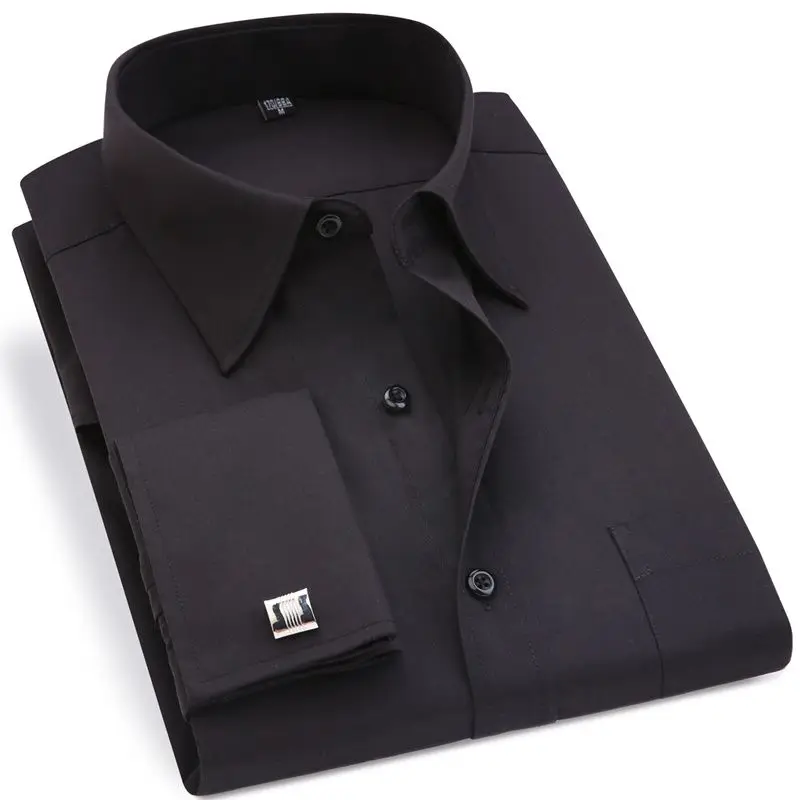 Французские запонки мужские рубашки с длинным рукавом Повседневное Slim Fit 6XL 5XL 4XL большого размера в полоску рубашка Для мужчин французская