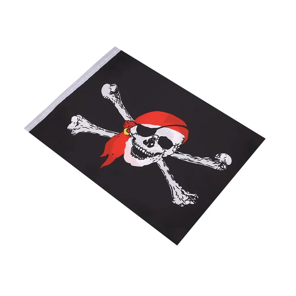 

Halloween Skull Crossbones Pirate Flags Polyester Hanging Banner Home Decor 2.2M