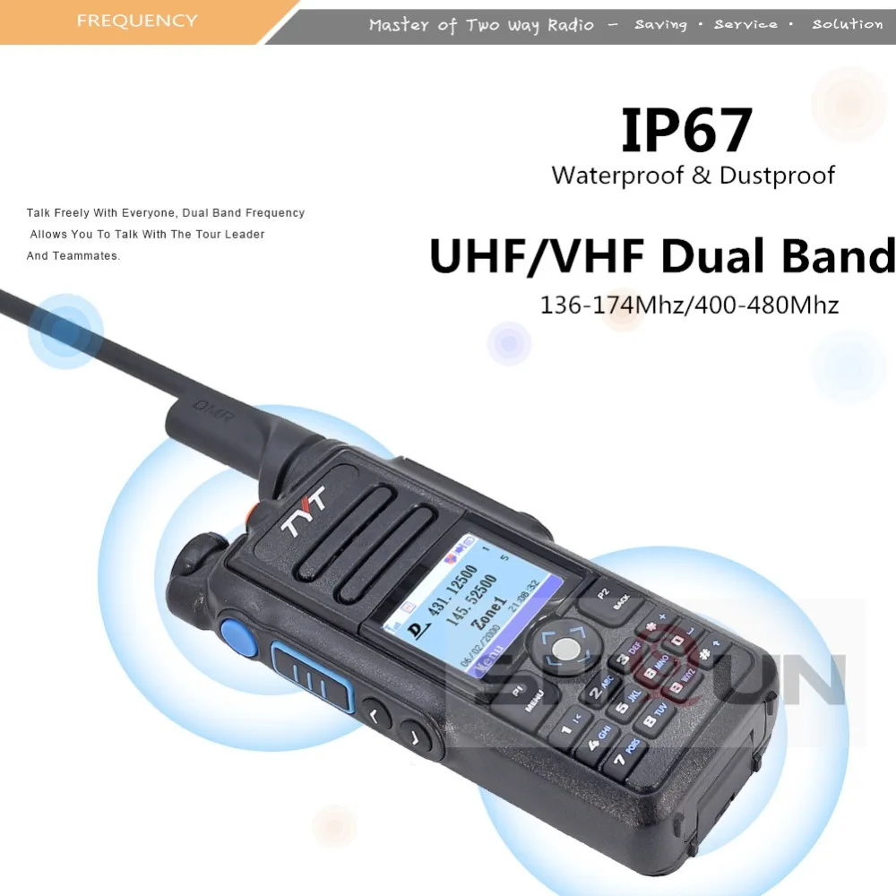 TYT DMR радио IP67 Wateroroof Dual Band иди и болтай Walkie Talkie “иди и MD- лучше, чем Baofeng DMR DM-8HX DM-5R DM-5R плюс gps радио IP67 DMR