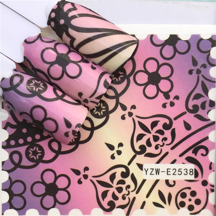 Новый ногтей наклейки лак штампы переводятся с помощью воды для декоративные