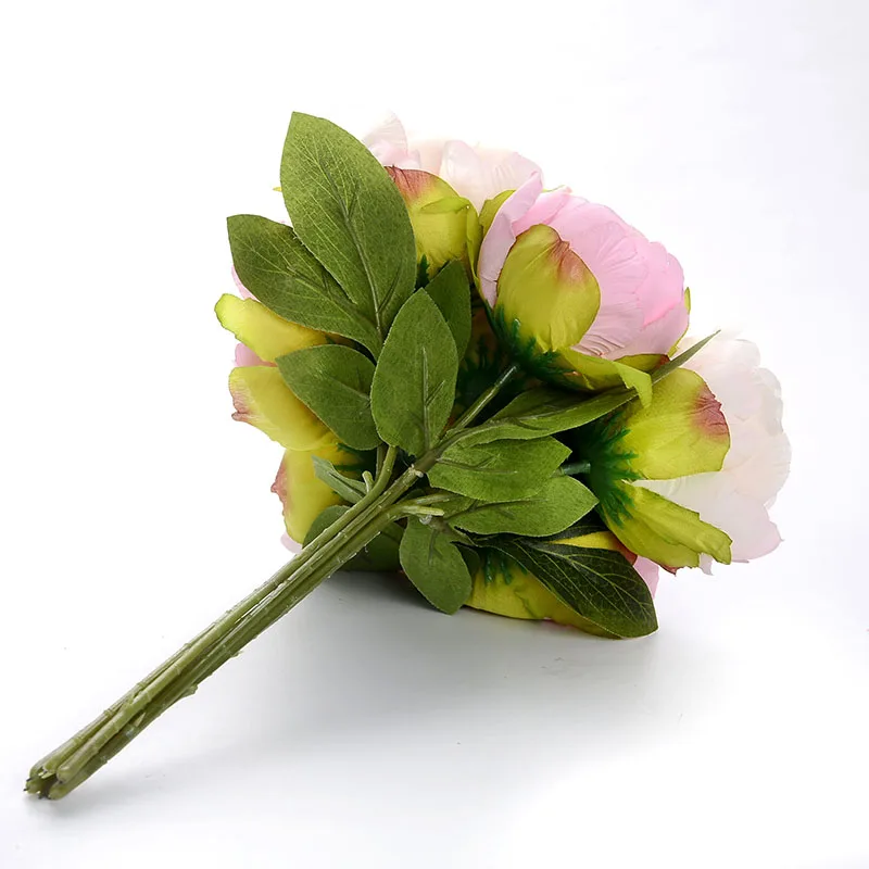 artificial flowers pink peonies roses wedding bouquet  (9)