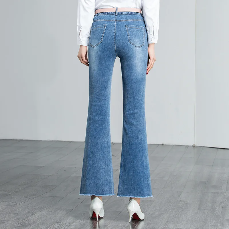 Primavera Coreano Lavado Novio Cut Boot Para Verano Alta Rectos Azul Vaqueros Plus Cintura Tamaño 2019 Mujer De Pantalones Algodón XTwPppqUOx