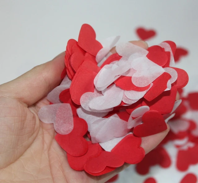 Pétalas de Coração Vermelho e Rosa em Papel de Seda 15g