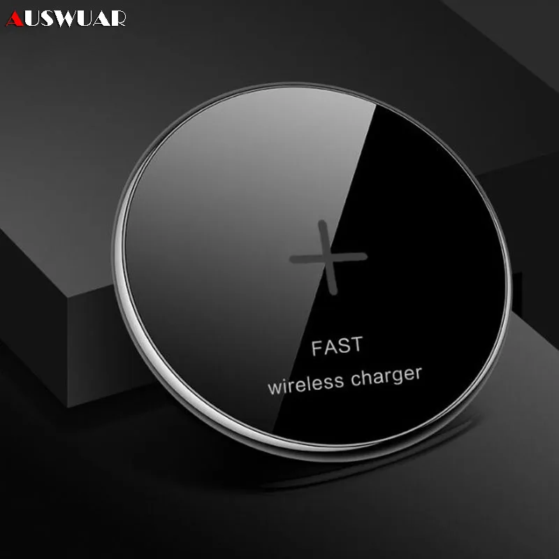

10W 9V QC3.0 Fast Charging QI Wireless Charger for iPhone 8 Plus X XR XS MAX Samsung Wireless Charger Pad Wood Bamboo Cloth