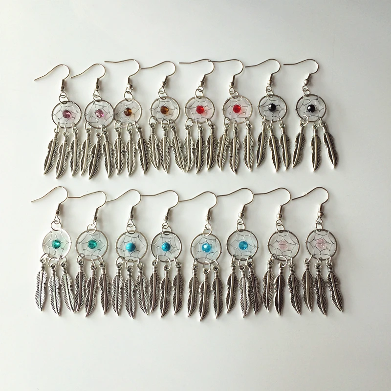 Dream Catcher Earring Whosale12 pairs per lot mix colorsin Drop