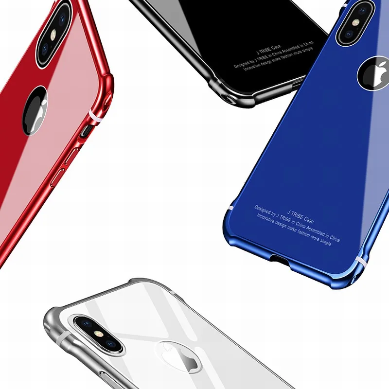 Portefeuille For Iphone X Case Luxury Aluminum Bumper 2 in 1 Metal Frame 9h Tempered Glass Back Case For Iphone X 8 Plus 10 Capa (6)