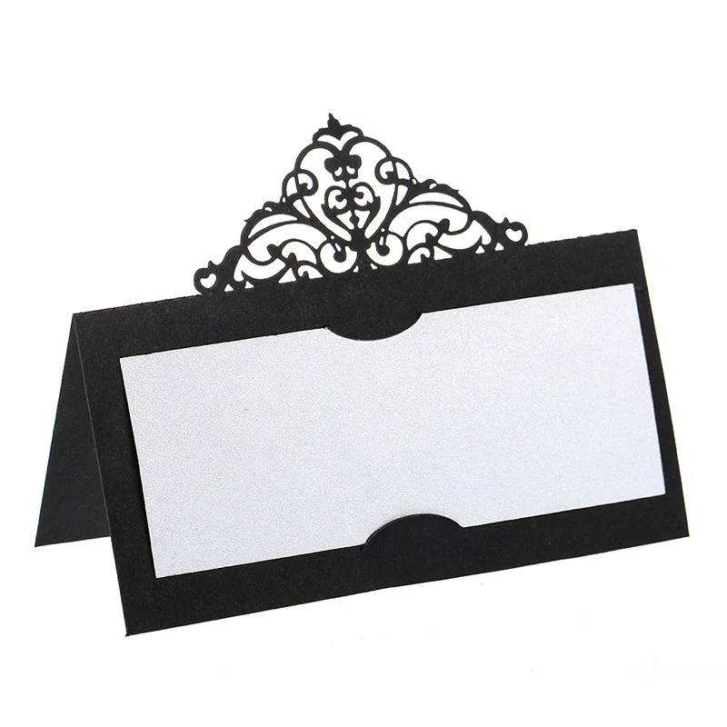  12pcs Laser Cut Crown Paper Place Name Seat Card Wedding Birthday Party Invitation Table Decoration - 32750475315