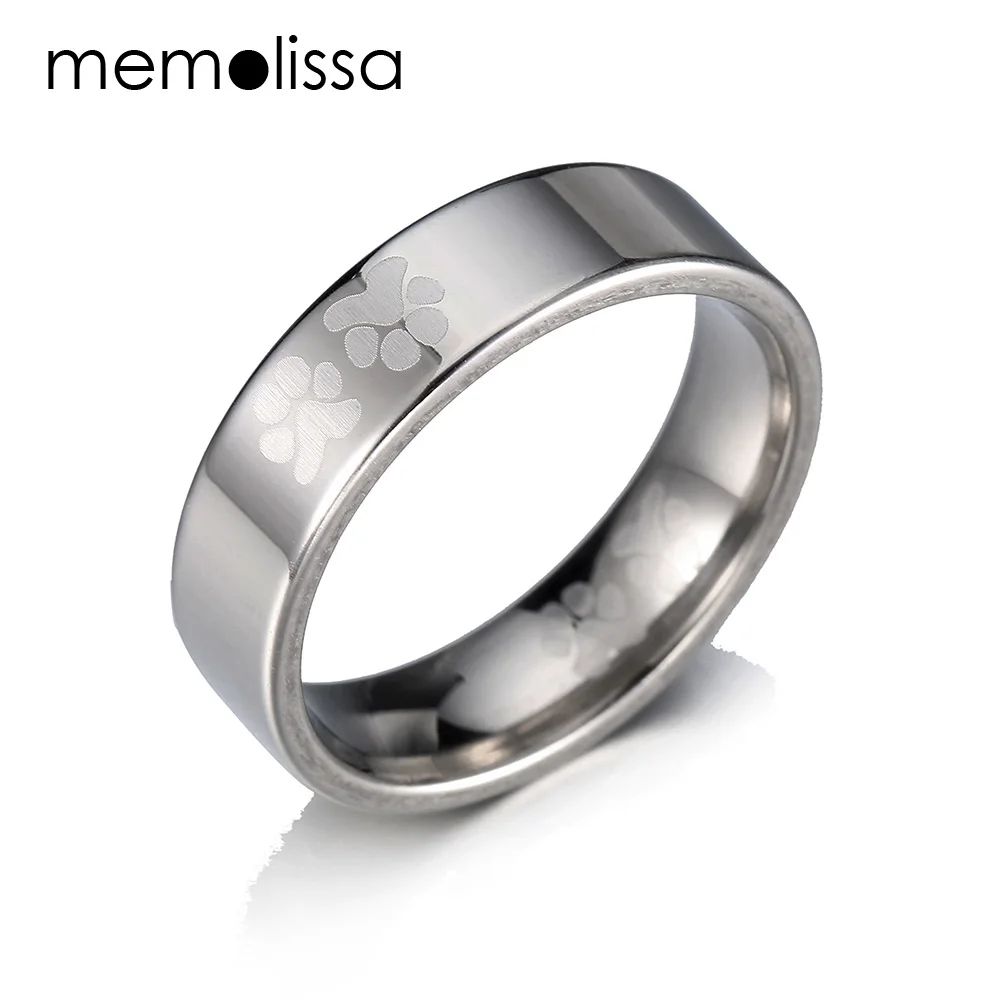 

MeMolissa Jewelry Forever in my Heart Animal Pet Ring Dog paw footprints Love Heart Jewelry Ring For Dog parent Size 6-12