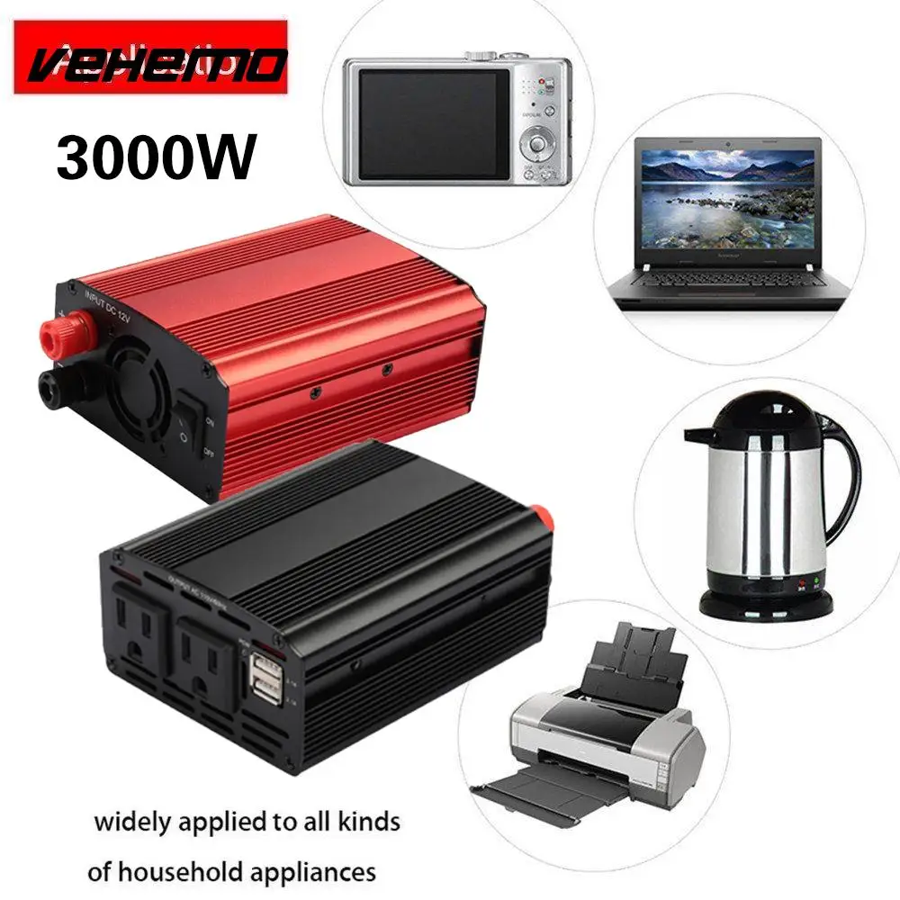 

Vehemo Modified Wave Car Inverter Power Supply Power Inverter Portable Solar Inverter Transformer Converter High Performance