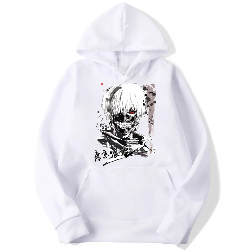 Cena Rozmiar azjatycki tokio ghul z kapturem chłopcy bluzy z kapturem bluzy moda dla mężczyzn i kobiet japoński Anime klasyczne MWT091