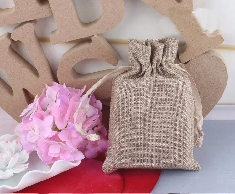 

10*15 500pcs Jute Sacks Drawstring gift bags for jewelry/Accessories/Cosmetic/wedding/christmas Linen pouch Packaging Bag