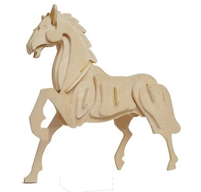 Моделирование маленькая игрушечная лошадь модель 3d Трехмерная деревянная головоломка игрушки для Детский Набор для творчества ручная
