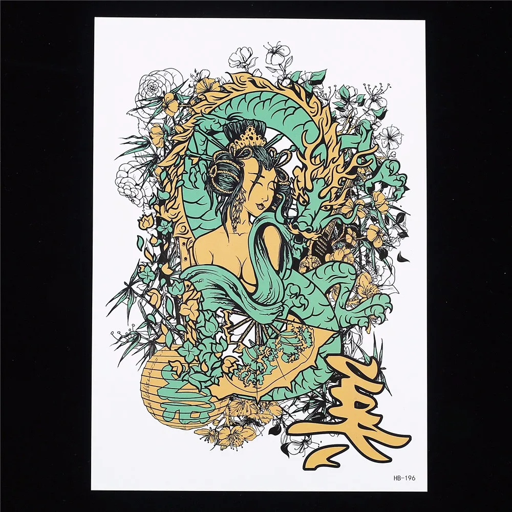 8 Pieces Mermaid Pattern Design Leg Body Art Tattoo Sticker Temporary Dragon Feather Decal Waterproof Tattoo Sticker Women HB#46 (2)